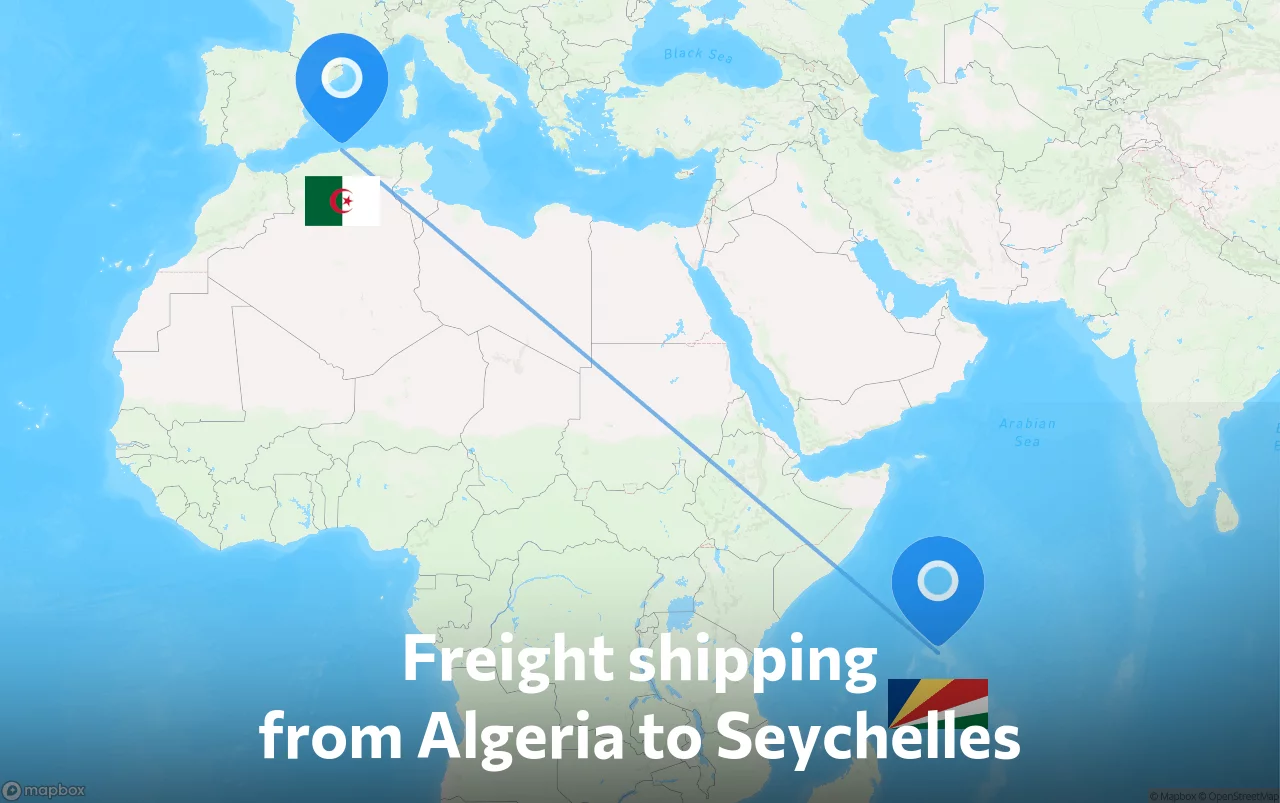 Shipping route from Algeria to Seychelles