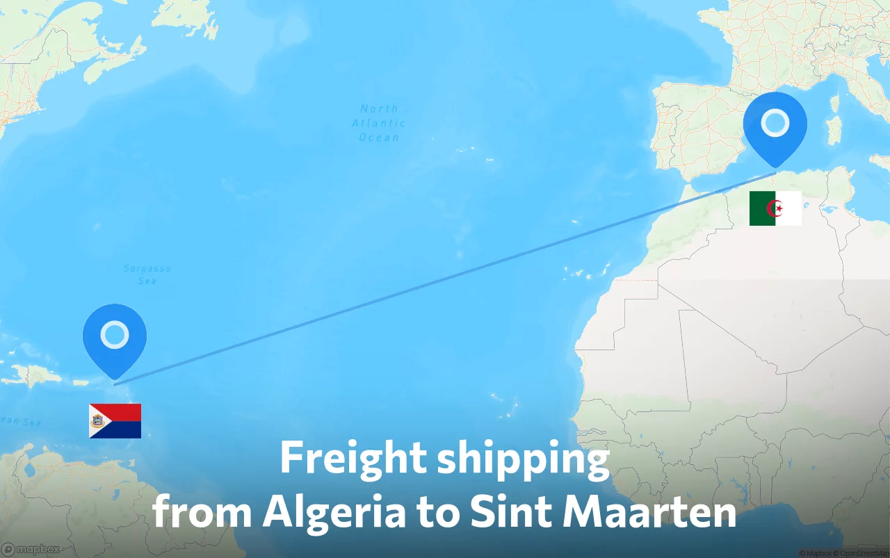 Shipping route from Algeria to Sint Maarten