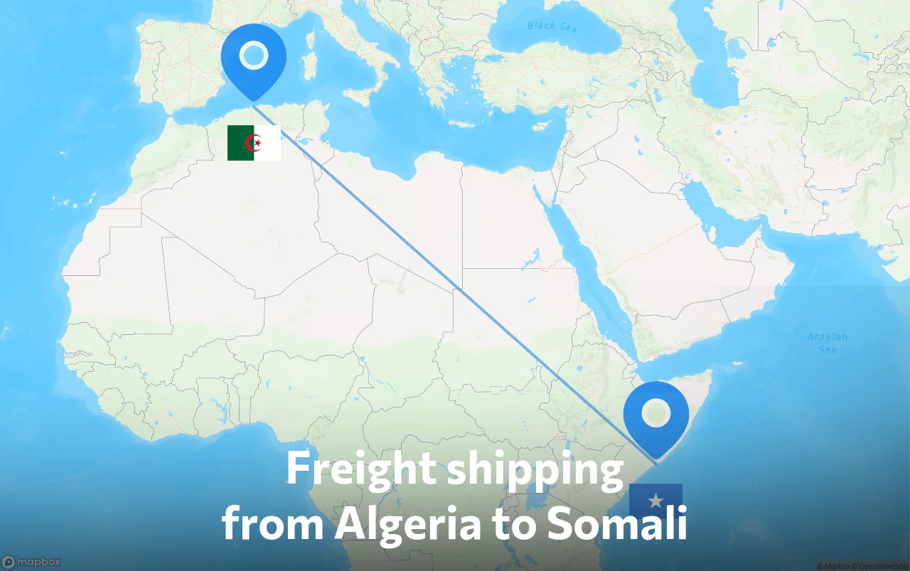 Shipping route from Algeria to Somali