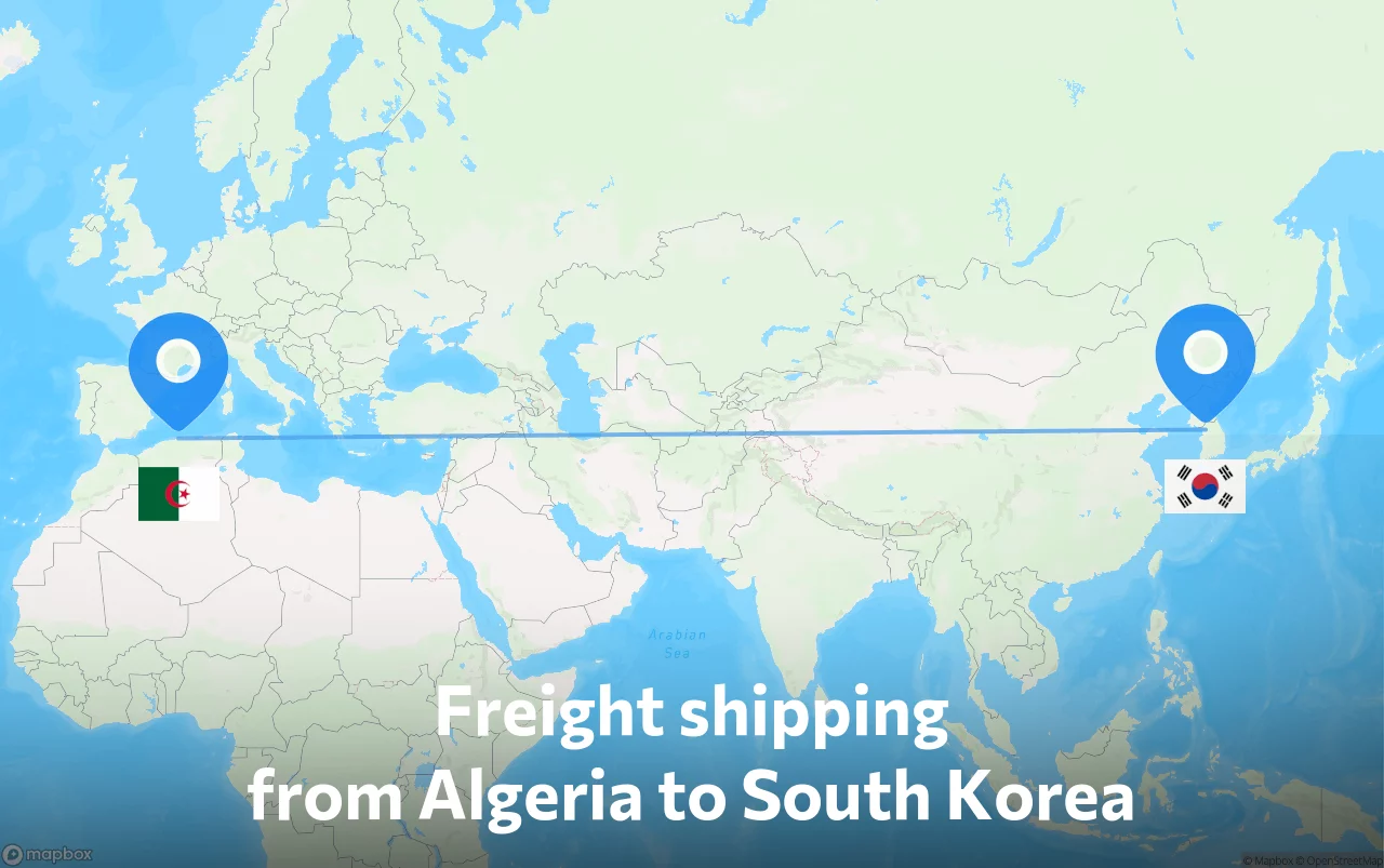 Shipping route from Algeria to South Korea