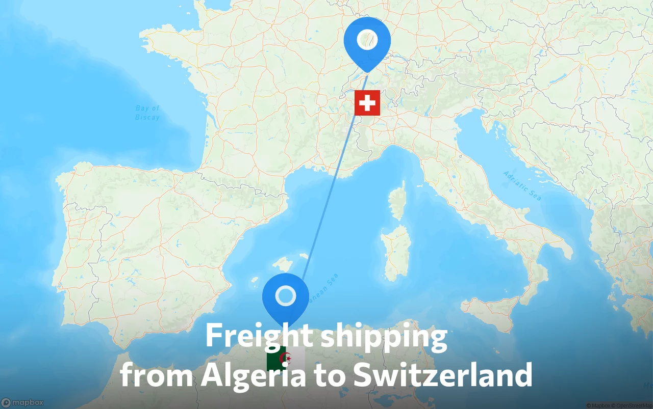 Shipping route from Algeria to Switzerland