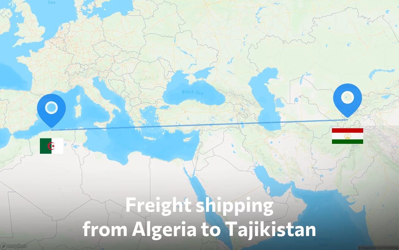 Shipping route from Algeria to Tajikistan