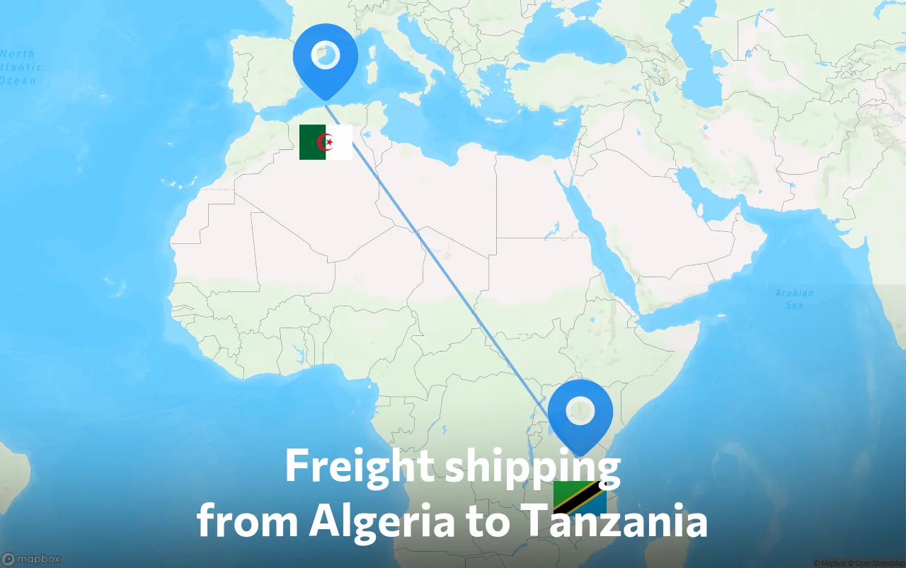 Shipping route from Algeria to Tanzania