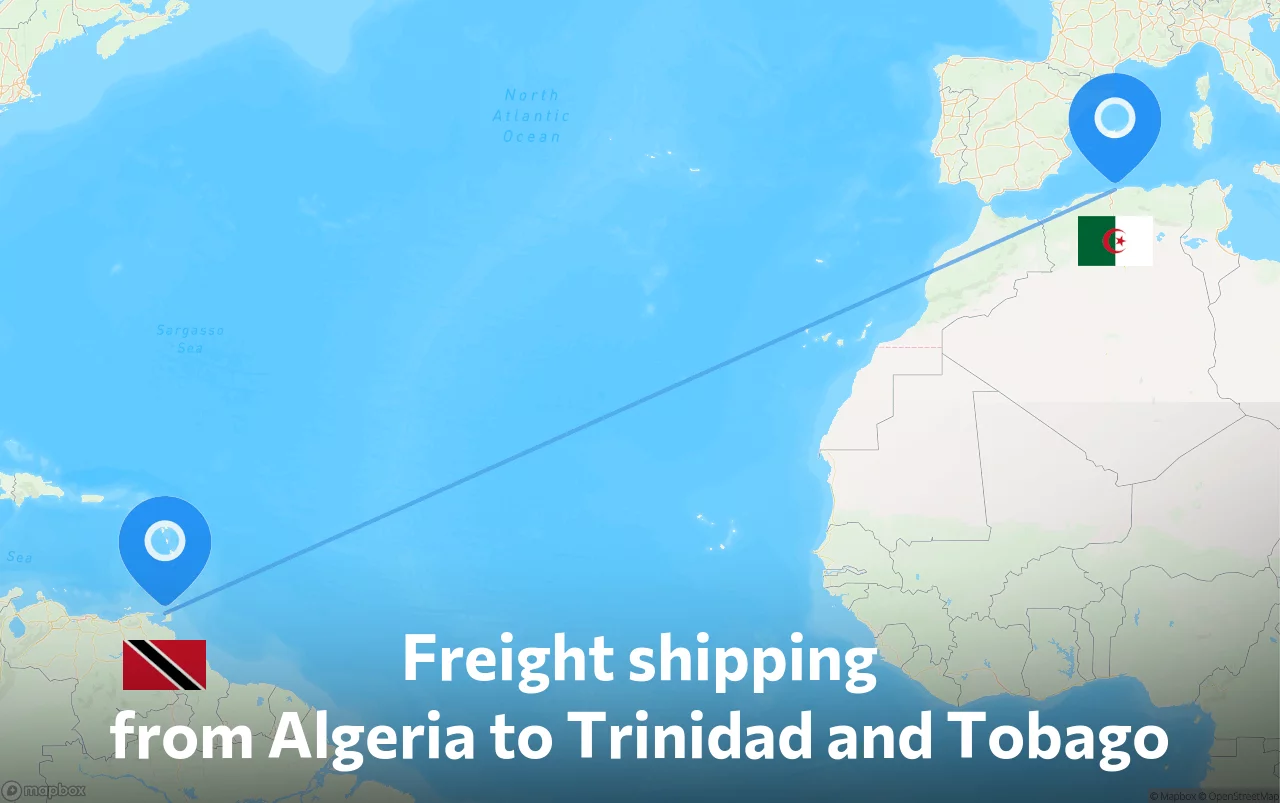 Shipping route from Algeria to Trinidad and Tobago