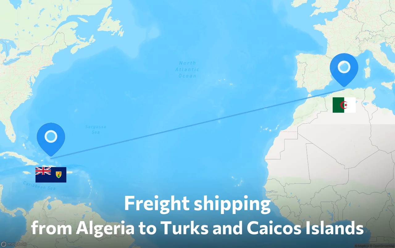 Shipping route from Algeria to Turks and Caicos Islands