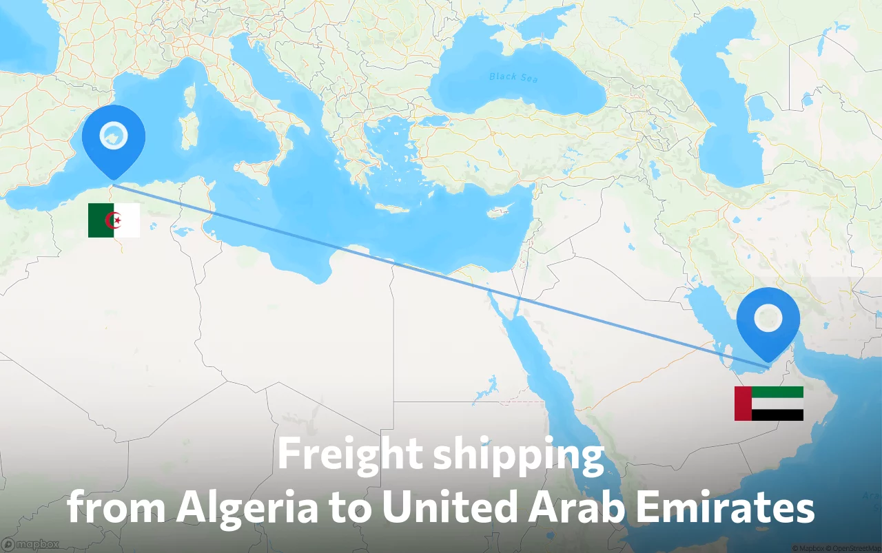 Shipping route from Algeria to United Arab Emirates