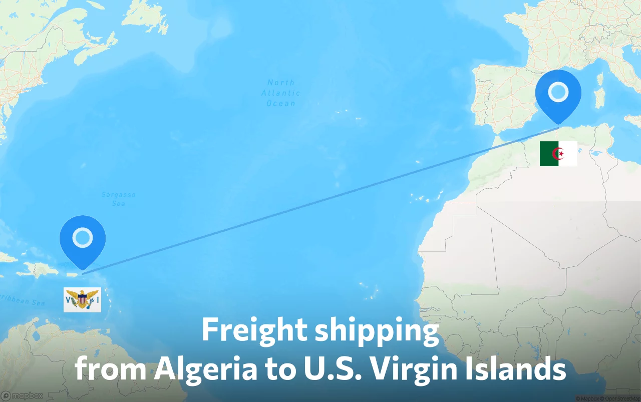 Shipping route from Algeria to U.S. Virgin Islands