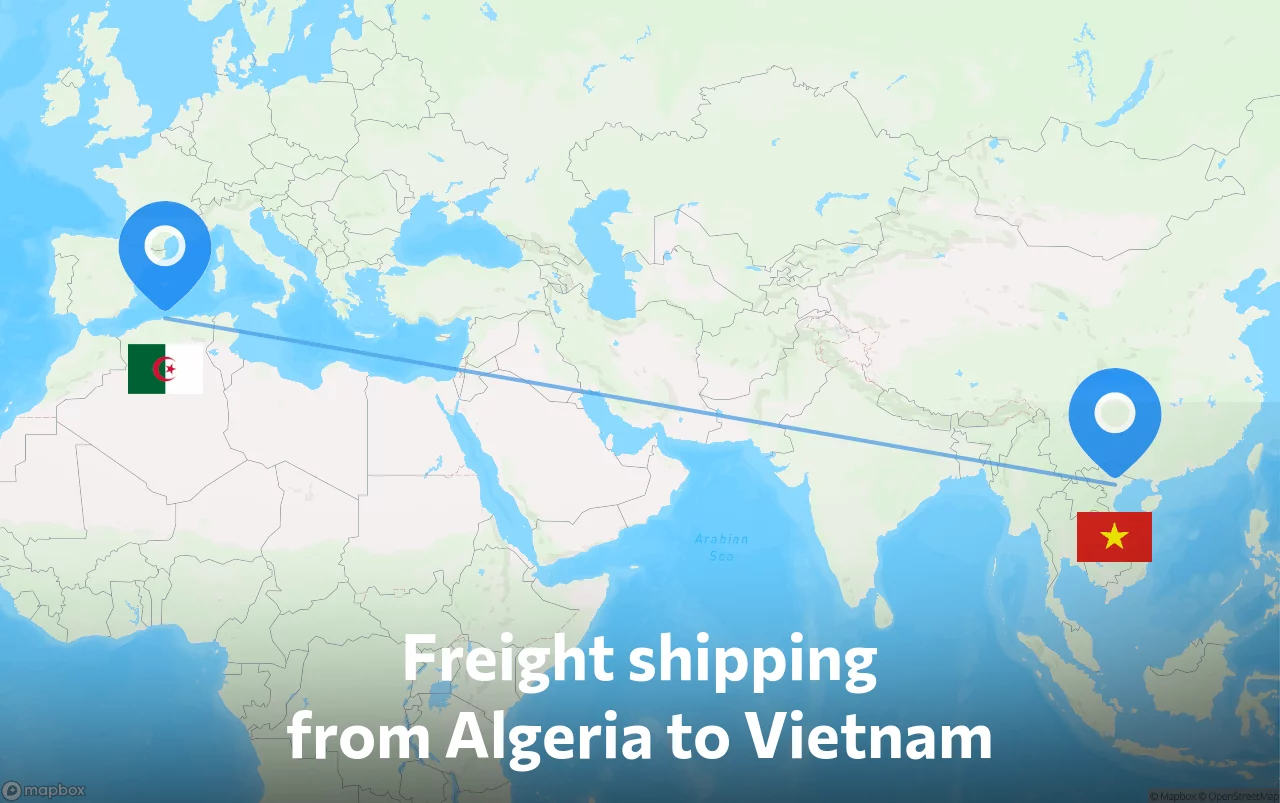 Shipping route from Algeria to Vietnam
