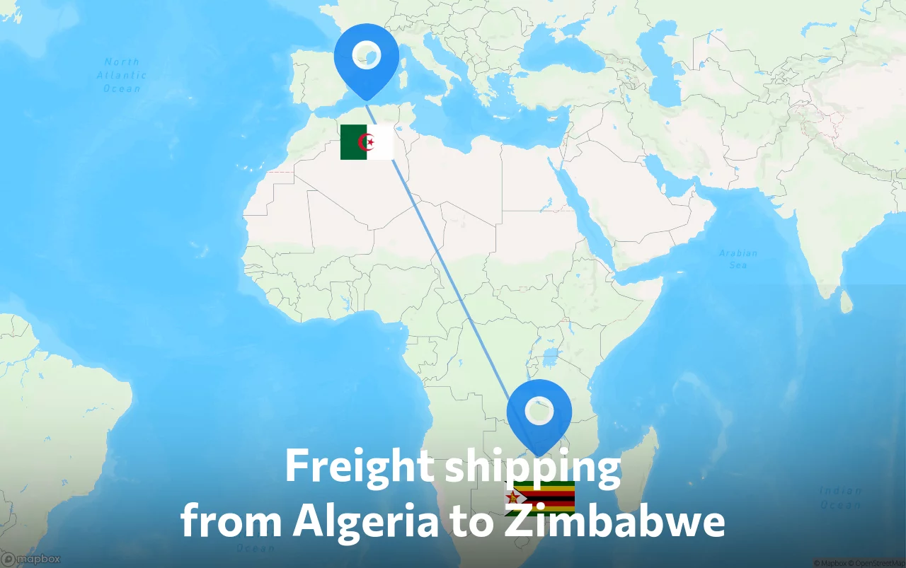 Shipping route from Algeria to Zimbabwe