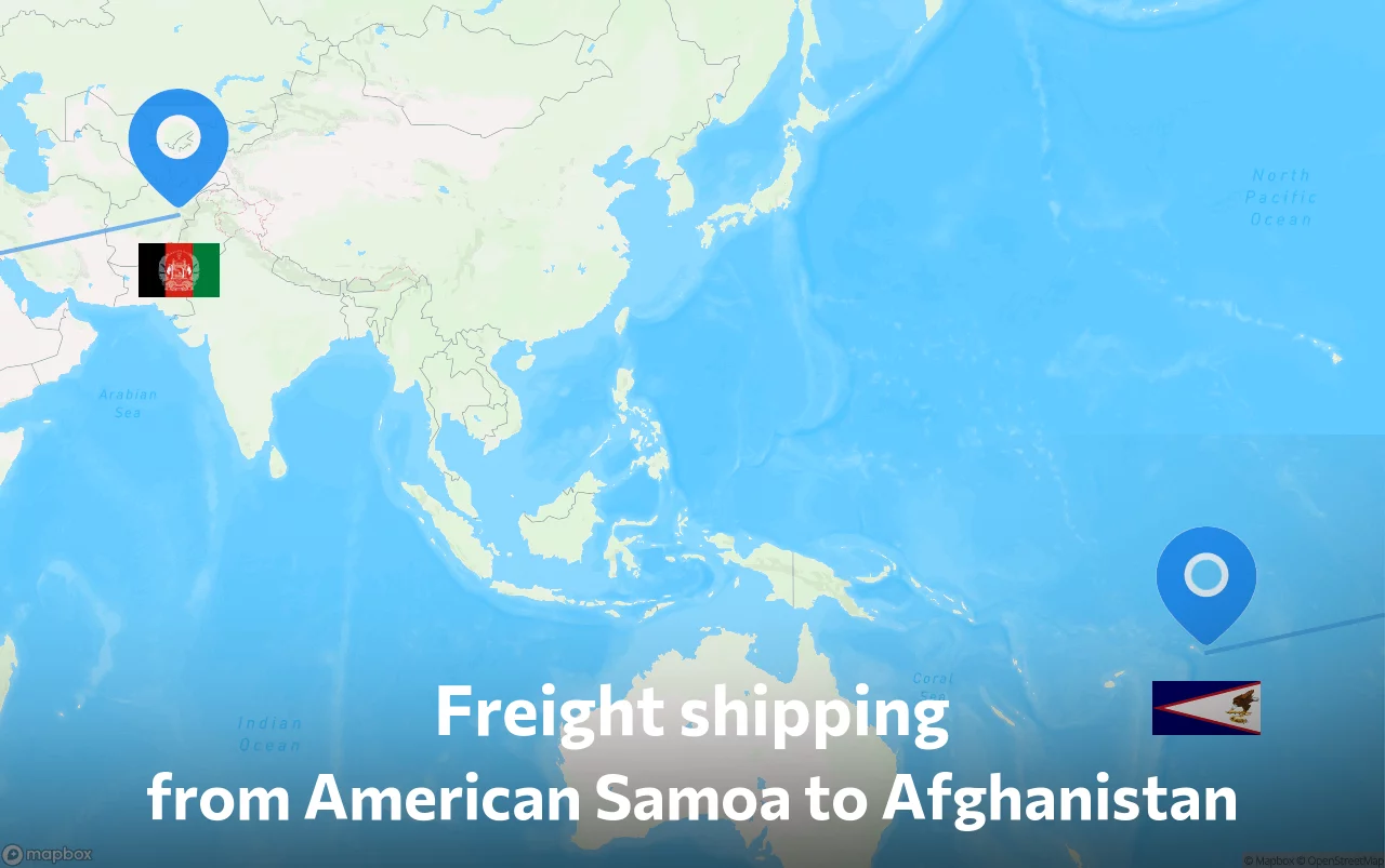 Shipping route from American Samoa to Afghanistan