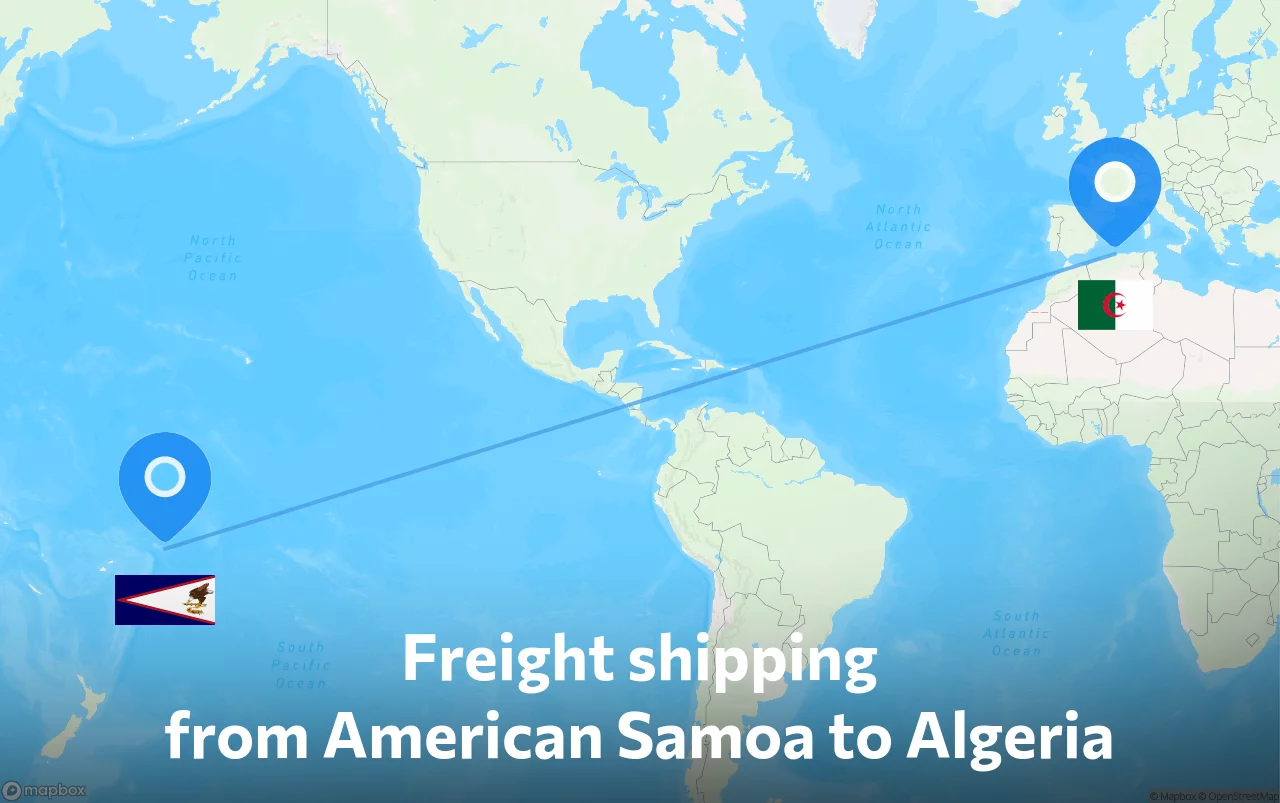 Shipping route from American Samoa to Algeria