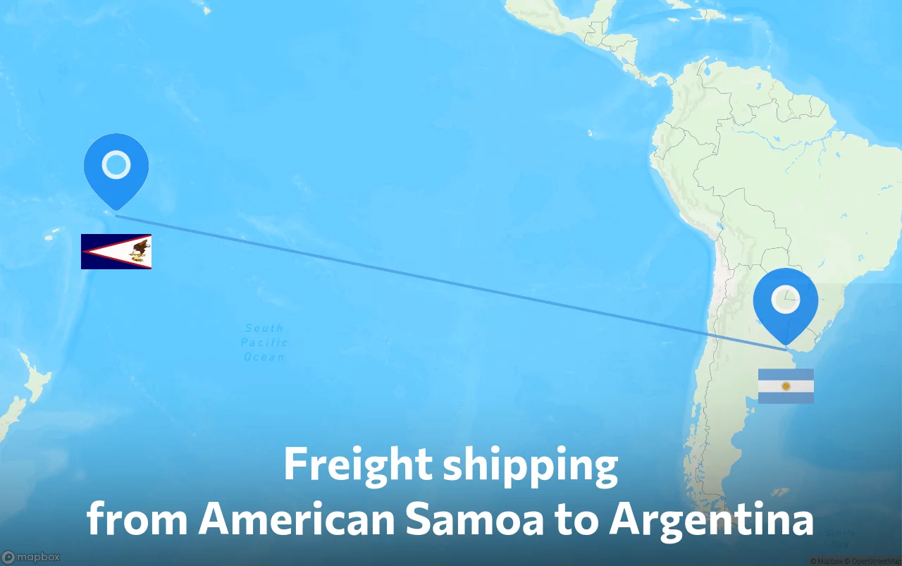 Shipping route from American Samoa to Argentina