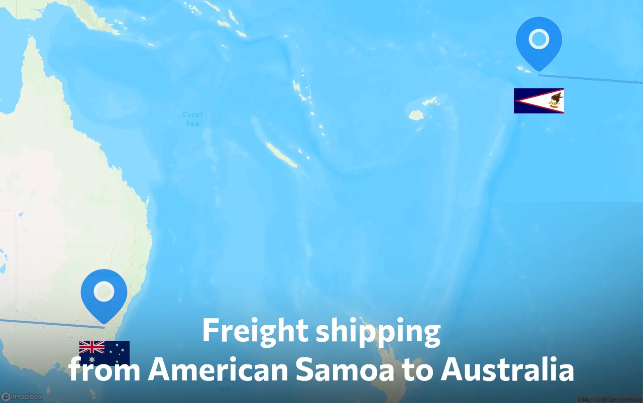 Shipping route from American Samoa to Australia