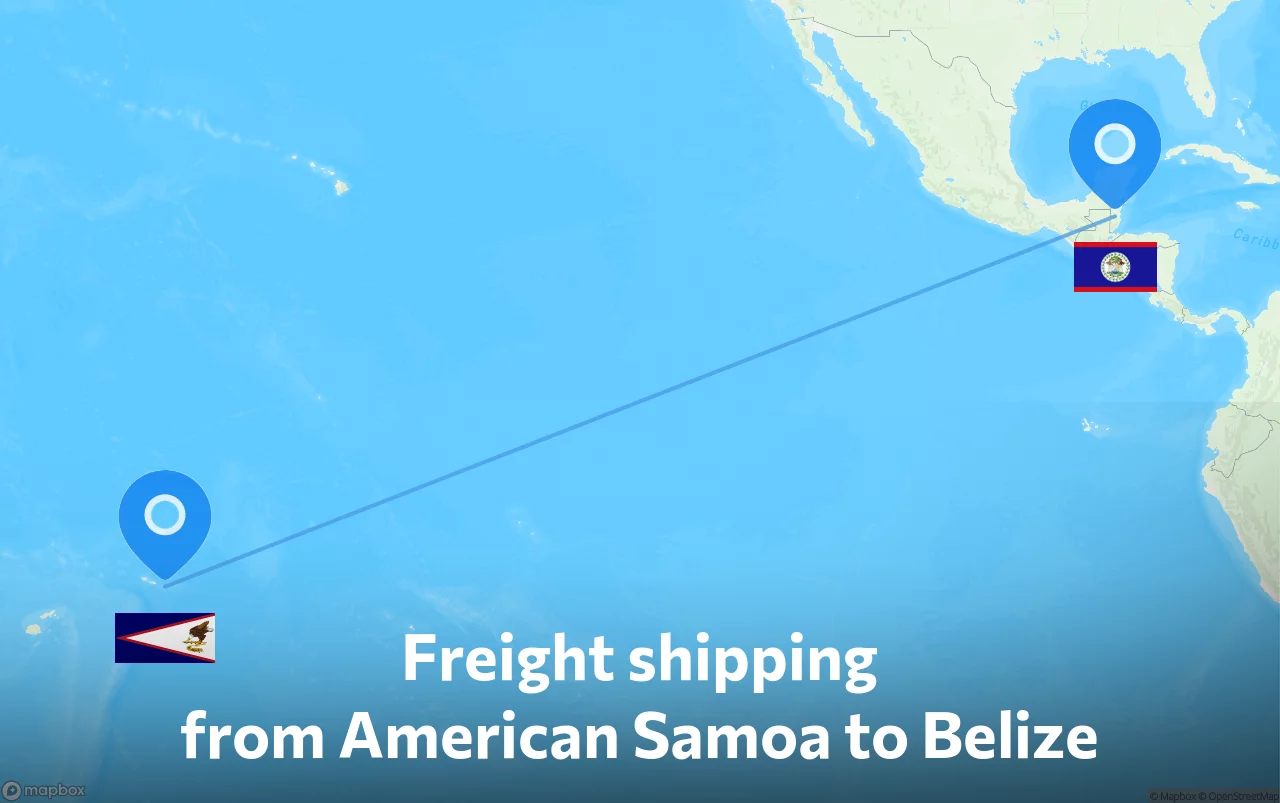 Shipping route from American Samoa to Belize