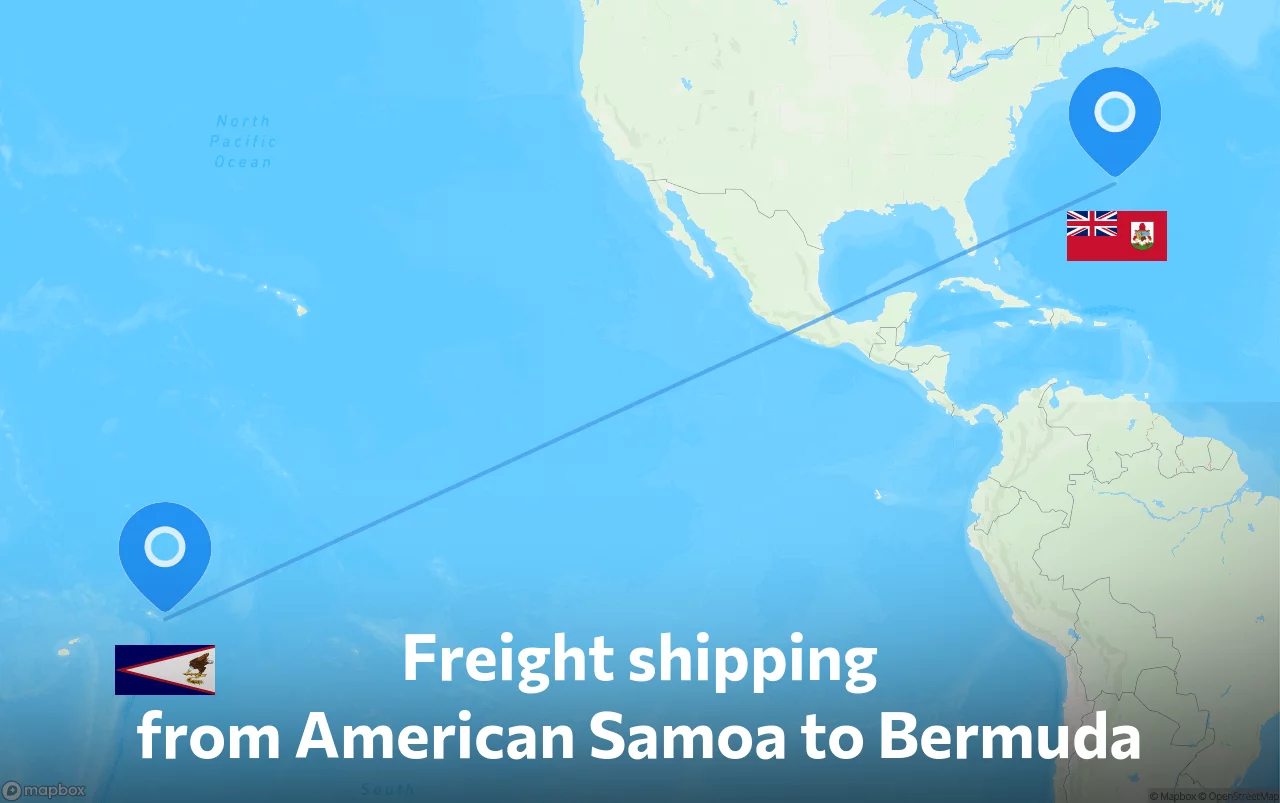 Shipping route from American Samoa to Bermuda