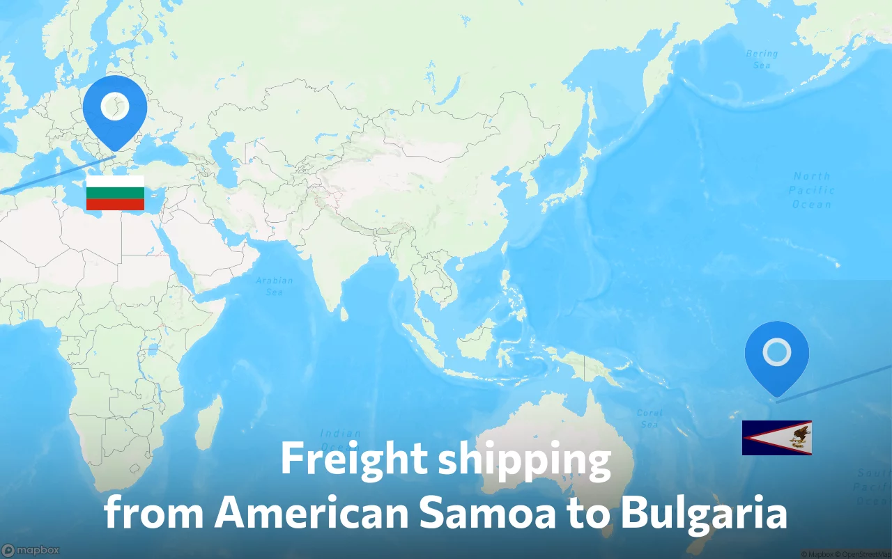 Shipping route from American Samoa to Bulgaria
