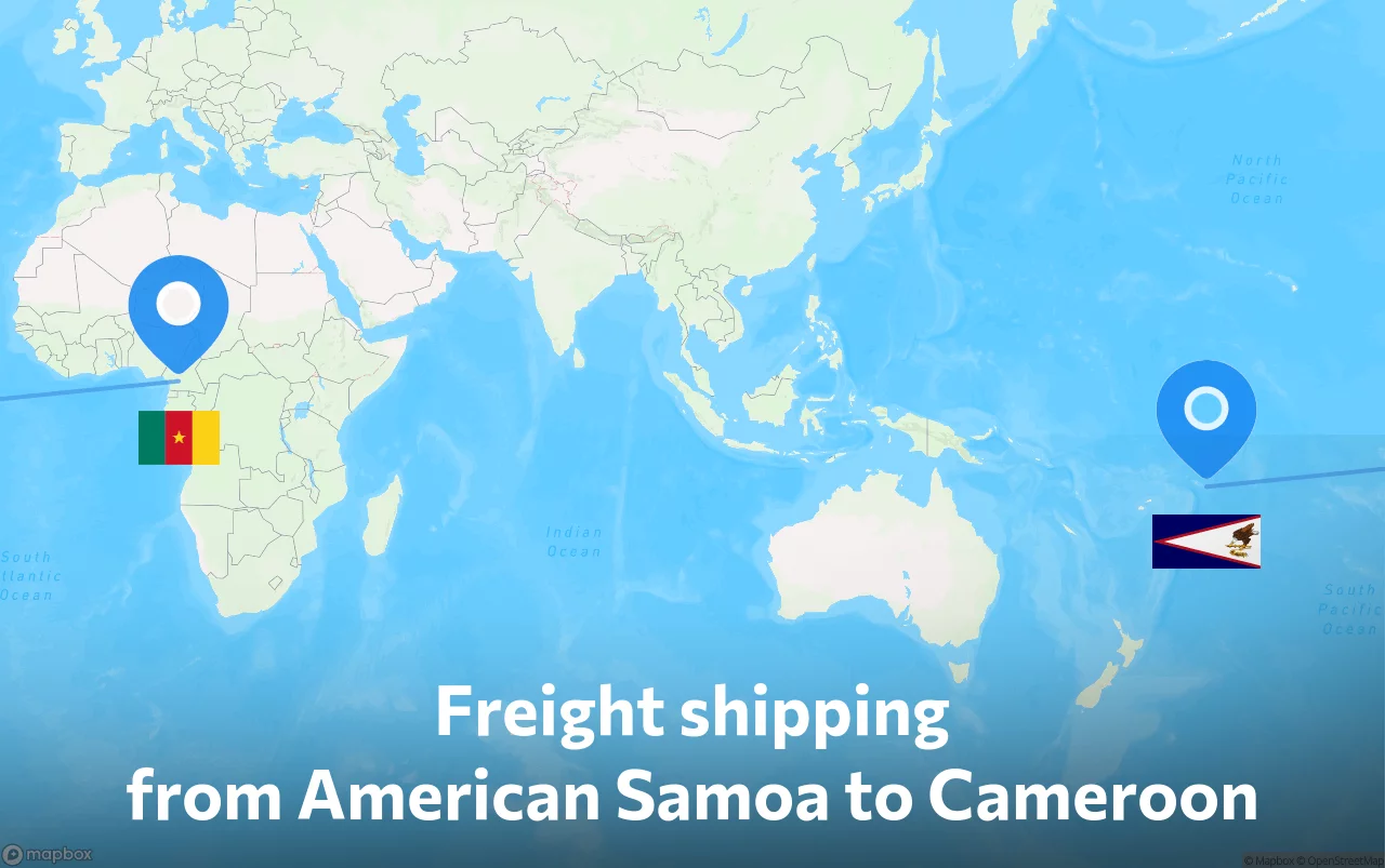 Shipping route from American Samoa to Cameroon