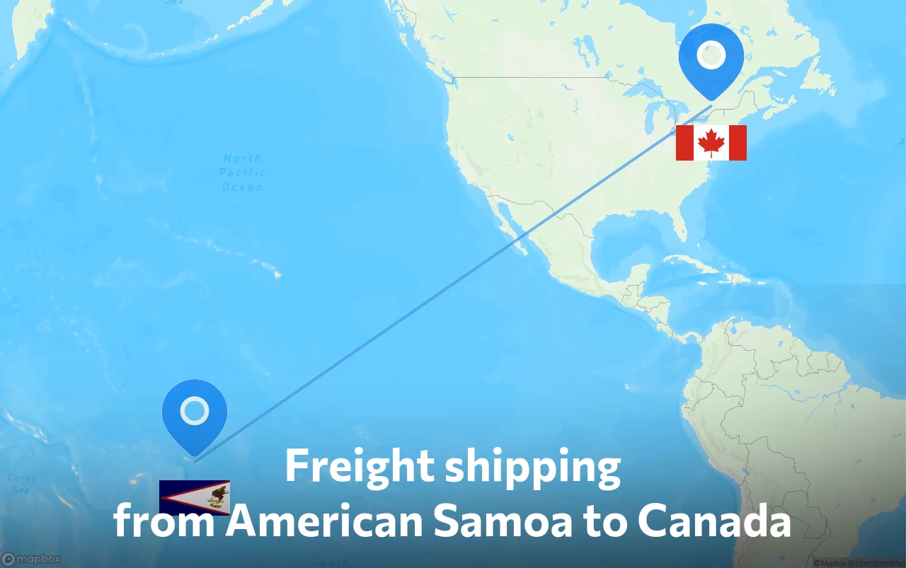 Shipping route from American Samoa to Canada