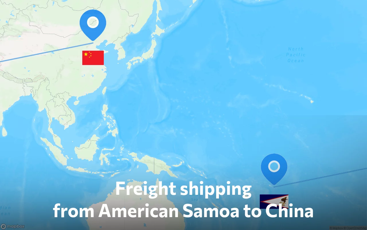 Shipping route from American Samoa to China