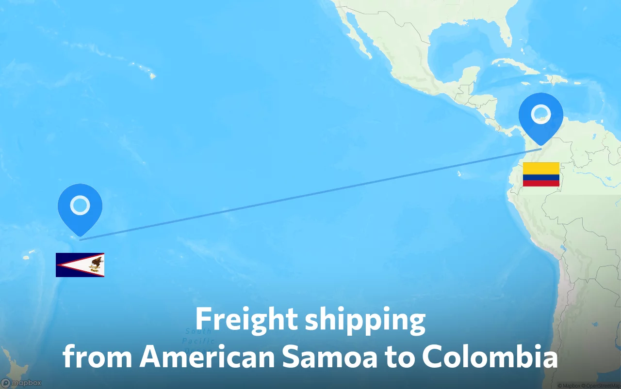 Shipping route from American Samoa to Colombia