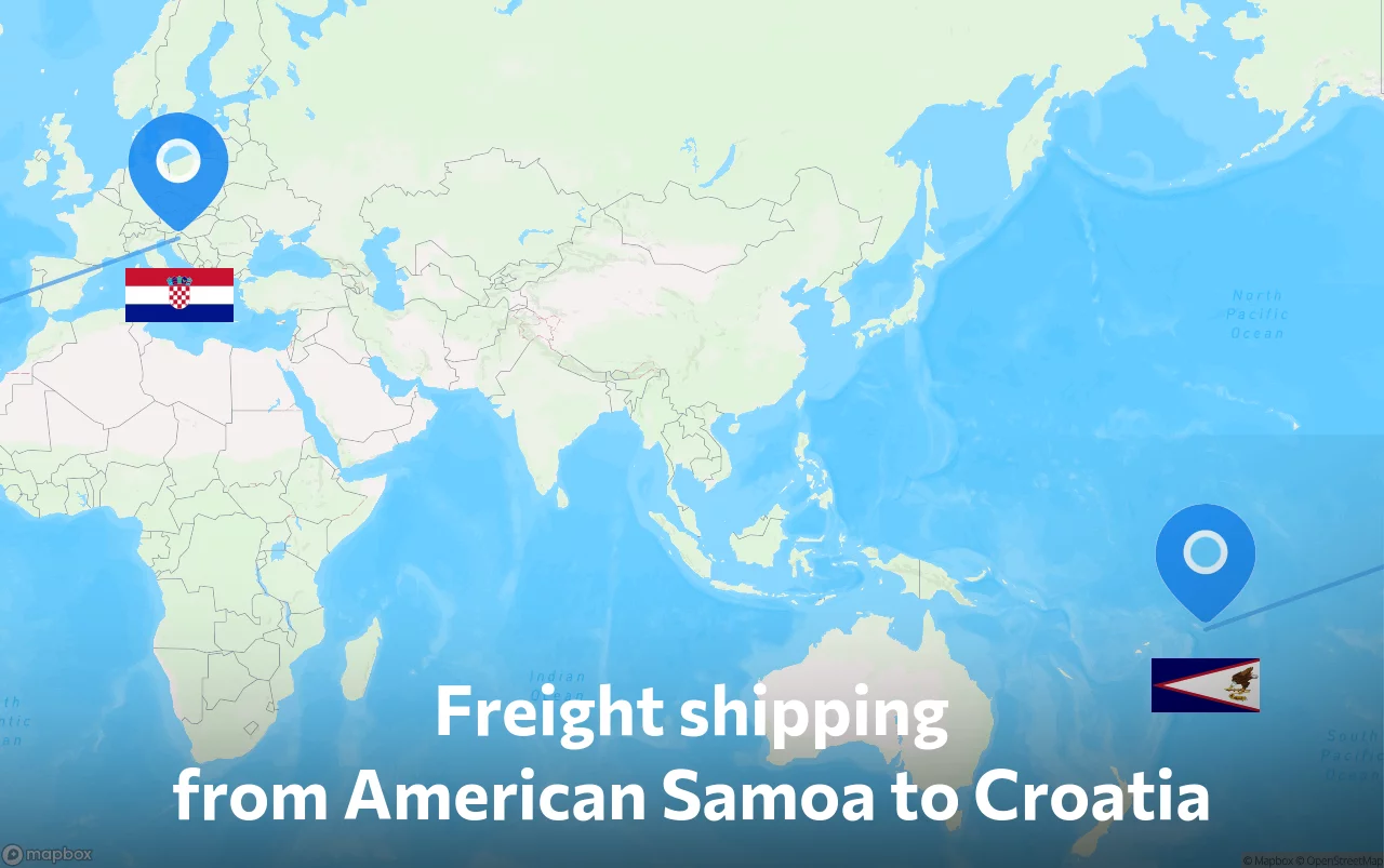 Shipping route from American Samoa to Croatia