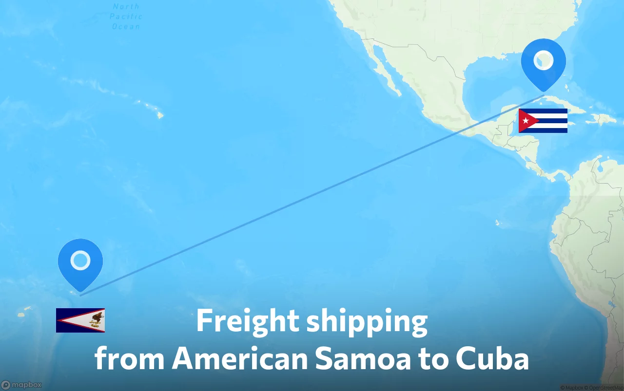 Shipping route from American Samoa to Cuba