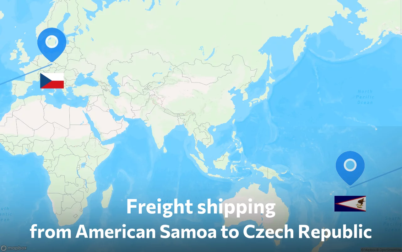 Shipping route from American Samoa to Czech Republic