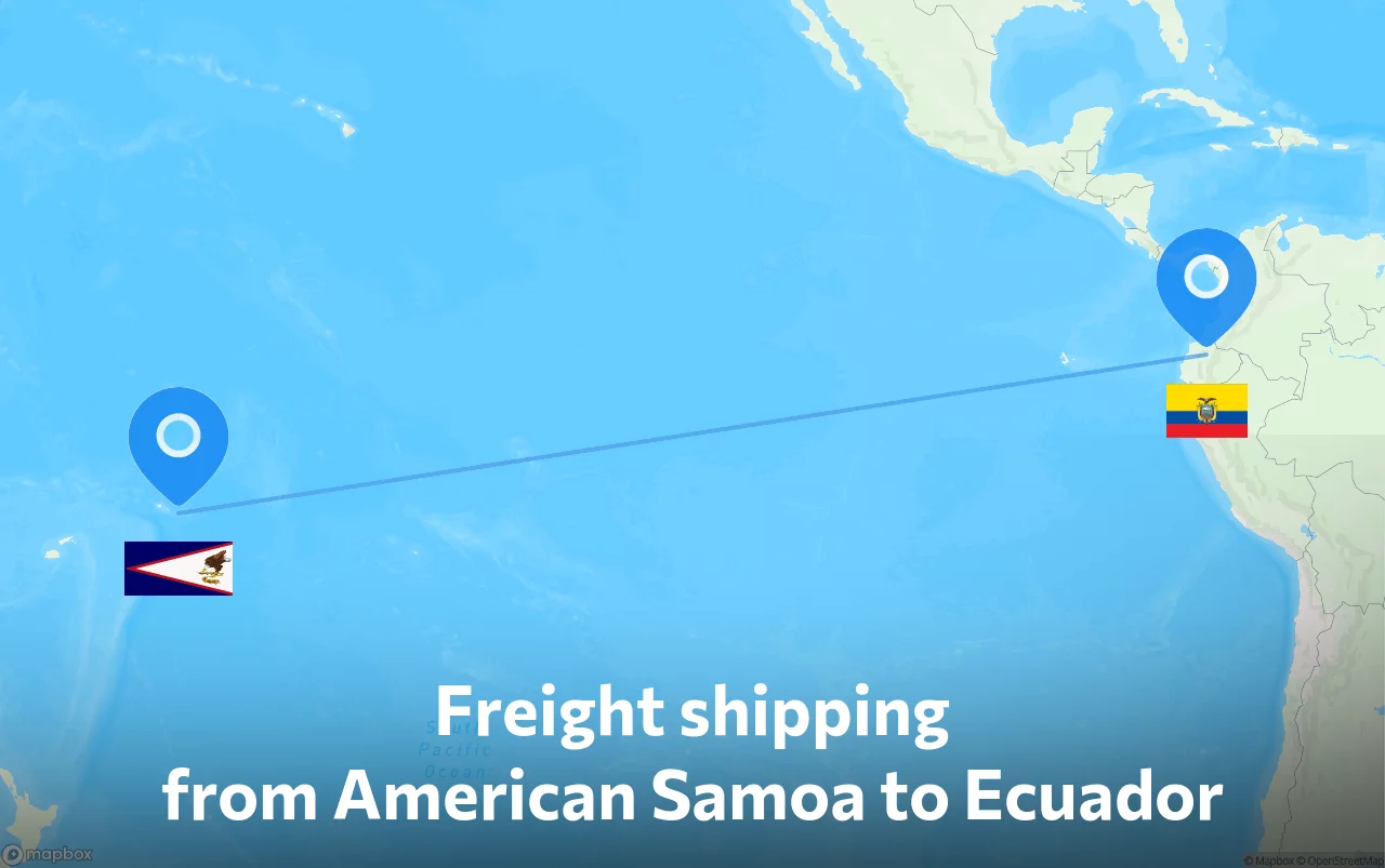 Shipping route from American Samoa to Ecuador