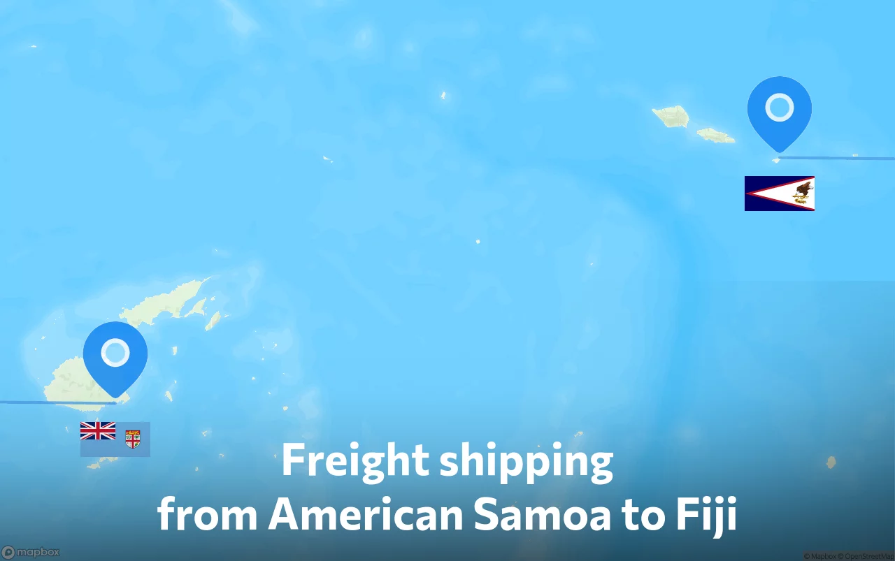 Shipping route from American Samoa to Fiji