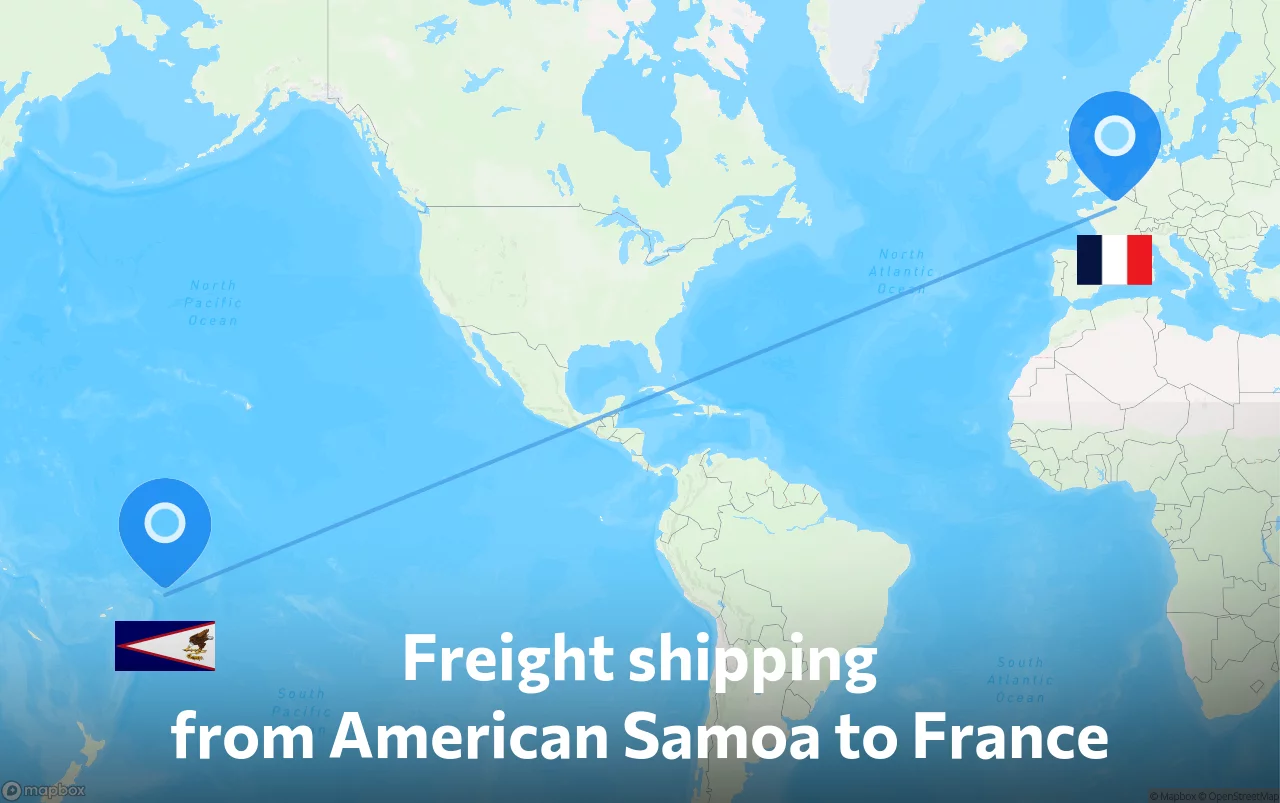 Shipping route from American Samoa to France