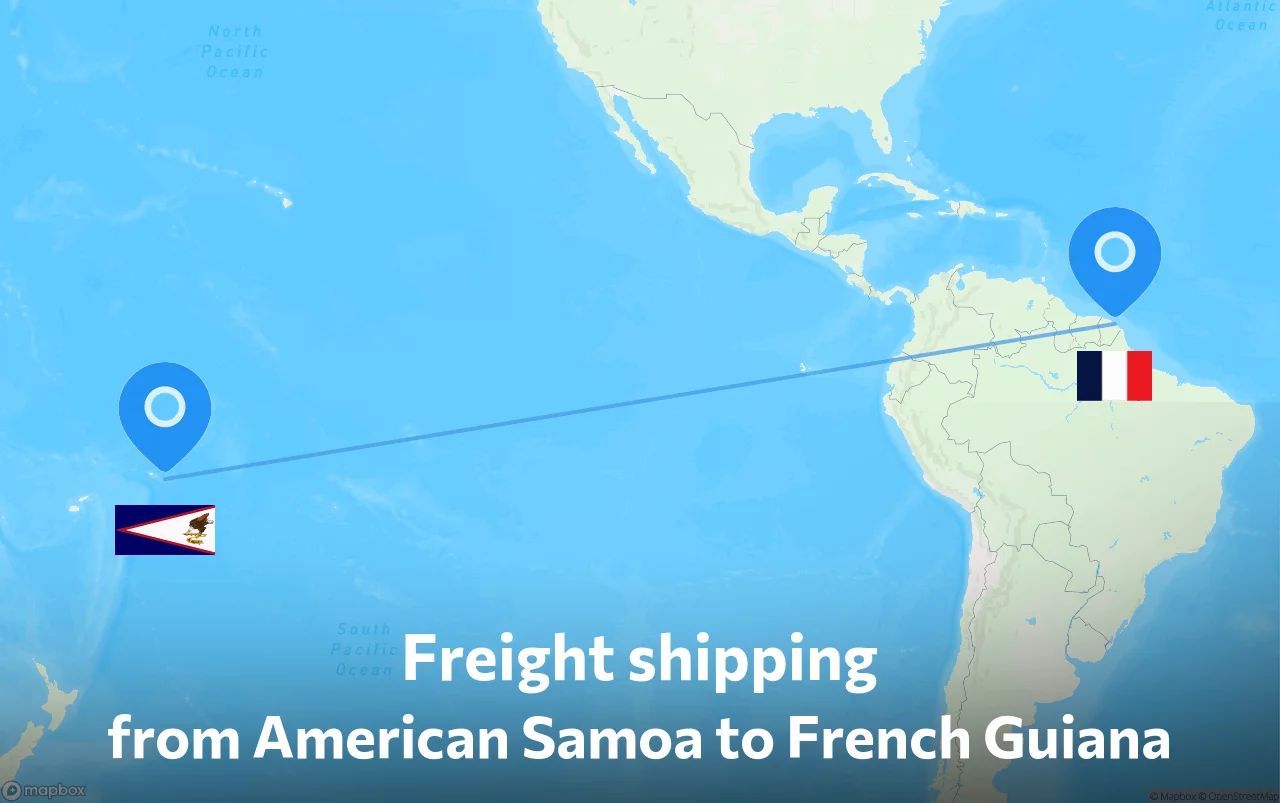 Shipping route from American Samoa to French Guiana