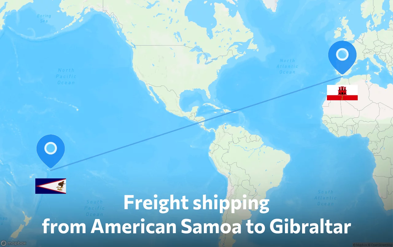 Shipping route from American Samoa to Gibraltar