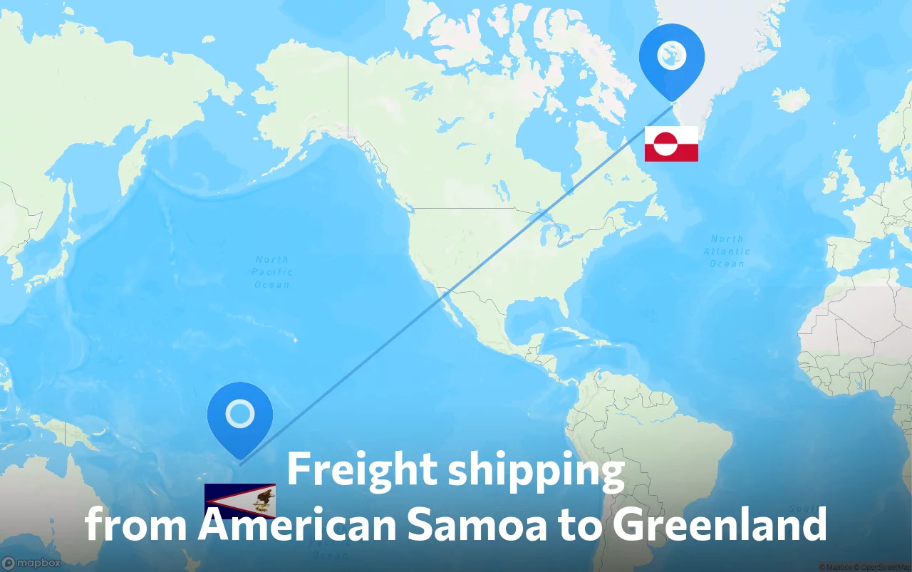 Shipping route from American Samoa to Greenland