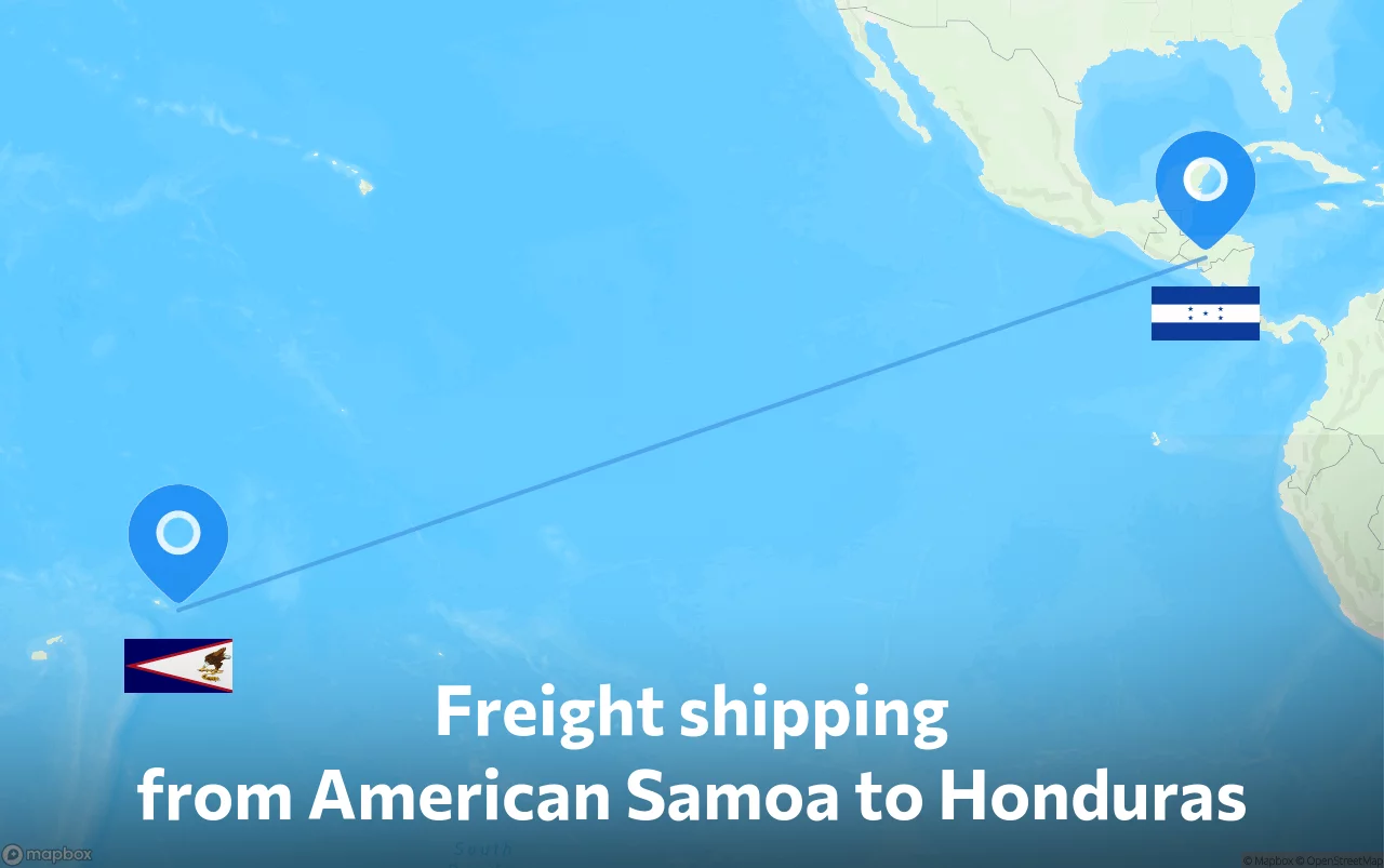 Shipping route from American Samoa to Honduras
