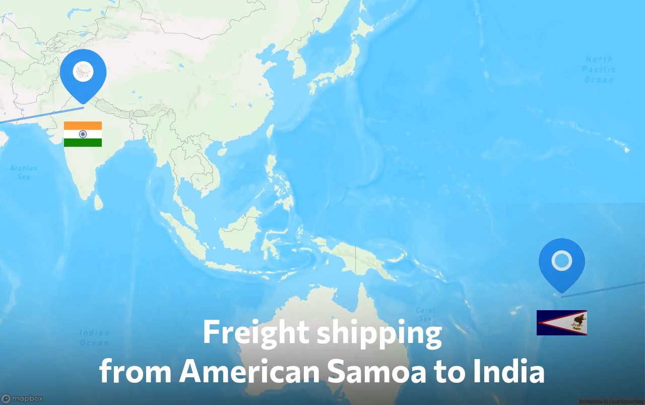 Shipping route from American Samoa to India