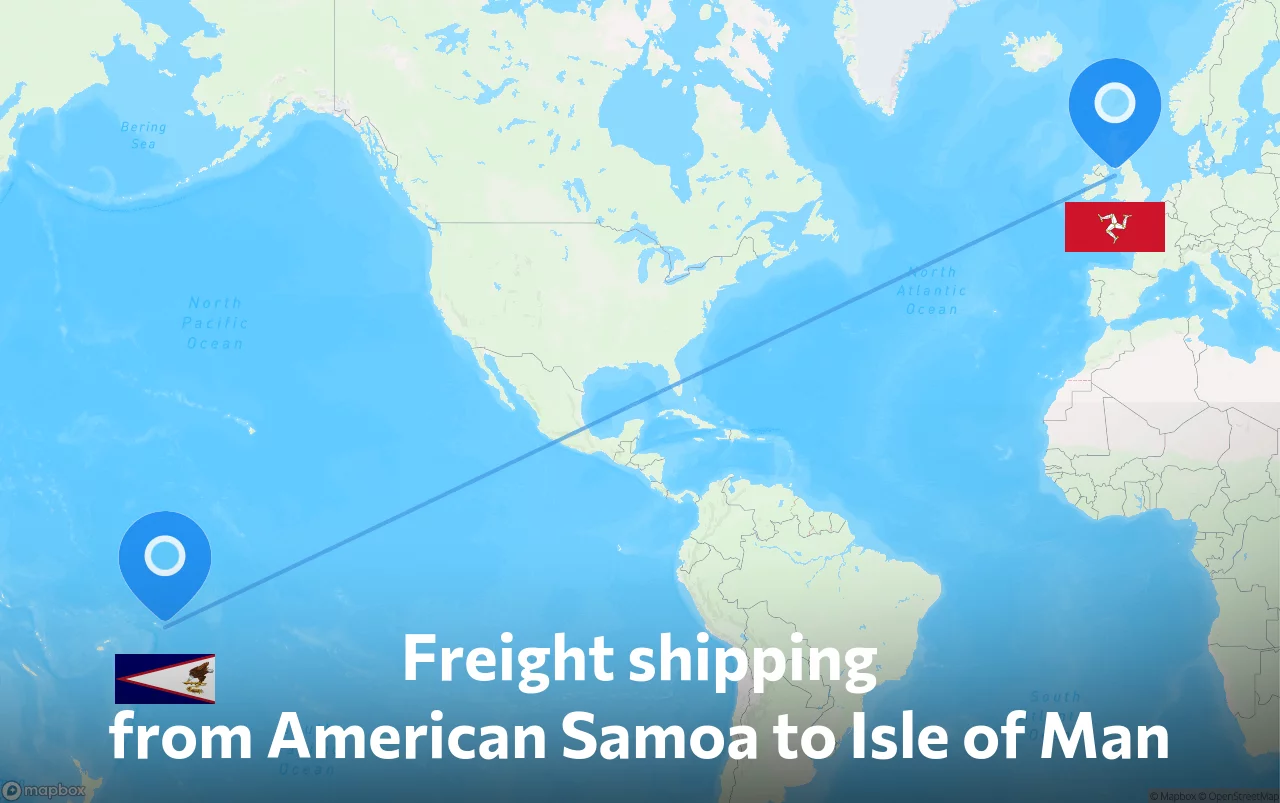 Shipping route from American Samoa to Isle of Man
