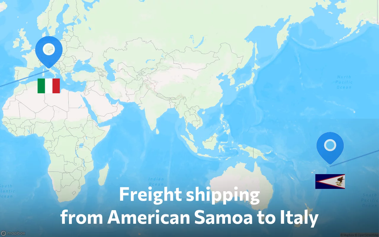 Shipping route from American Samoa to Italy