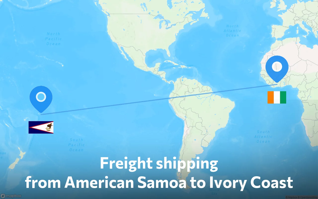 Shipping route from American Samoa to Ivory Coast