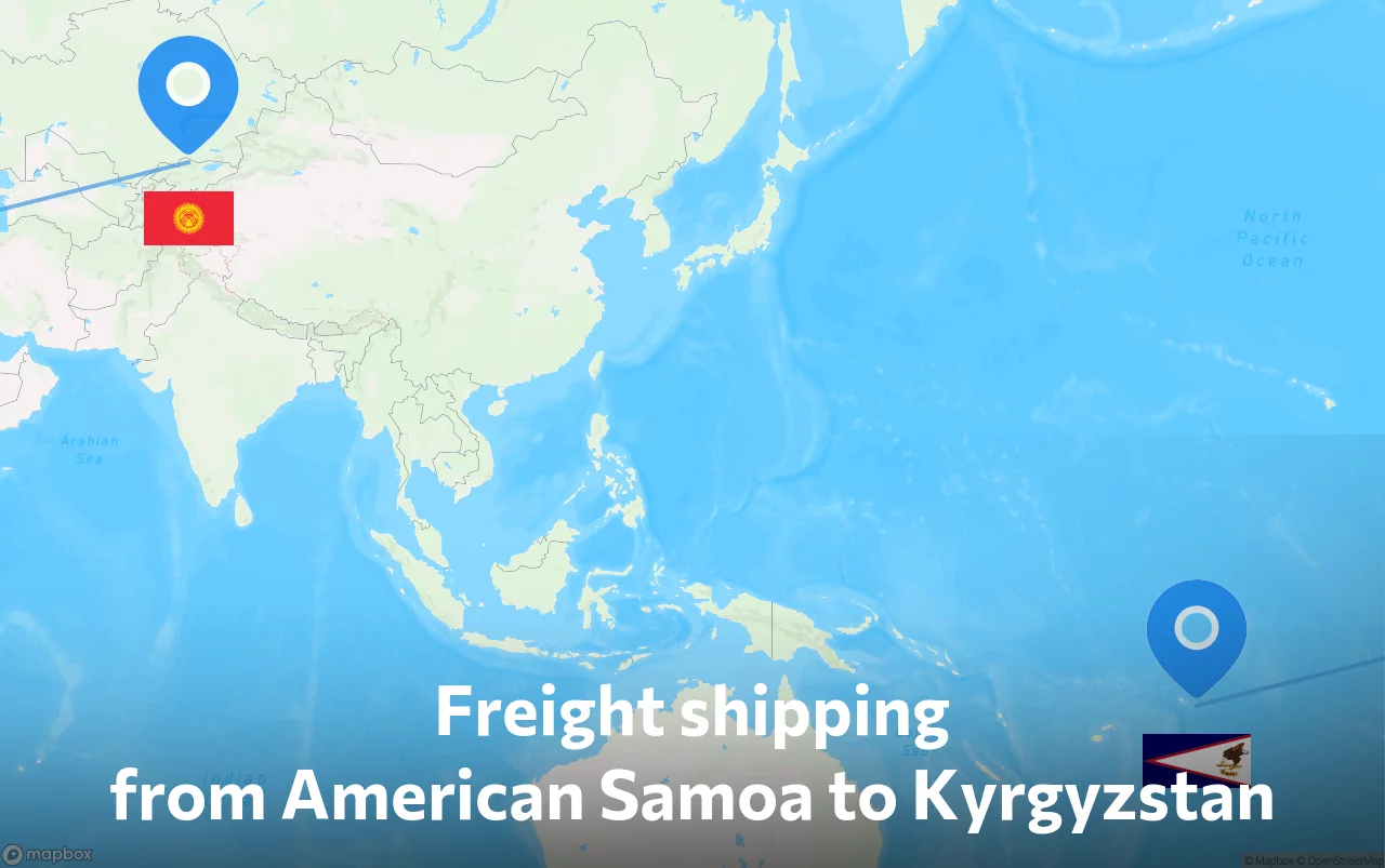 Shipping route from American Samoa to Kyrgyzstan