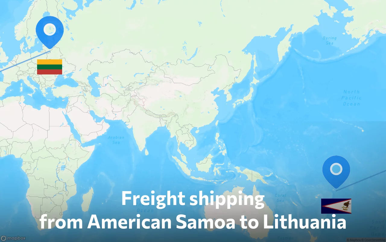 Shipping route from American Samoa to Lithuania