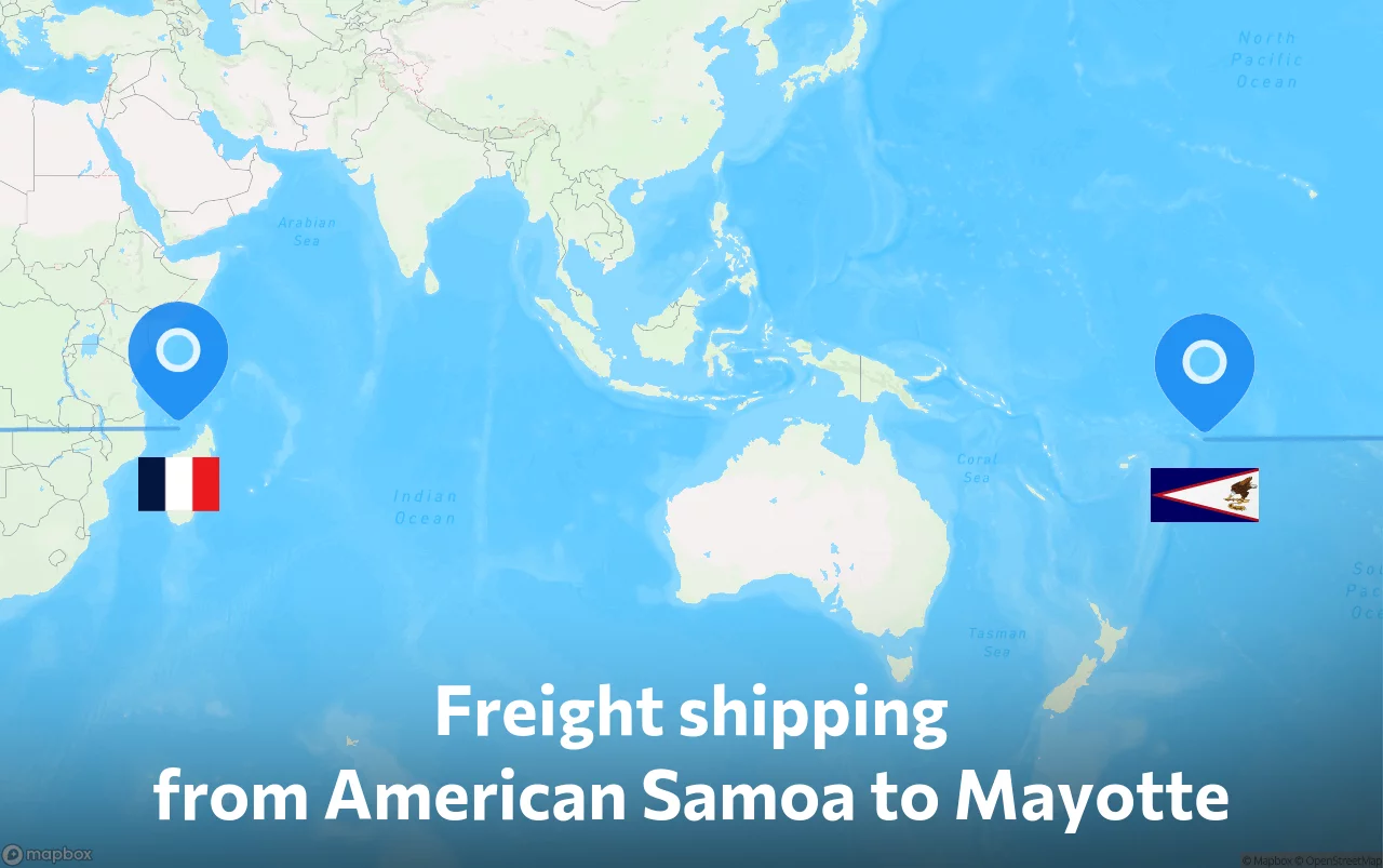Shipping route from American Samoa to Mayotte