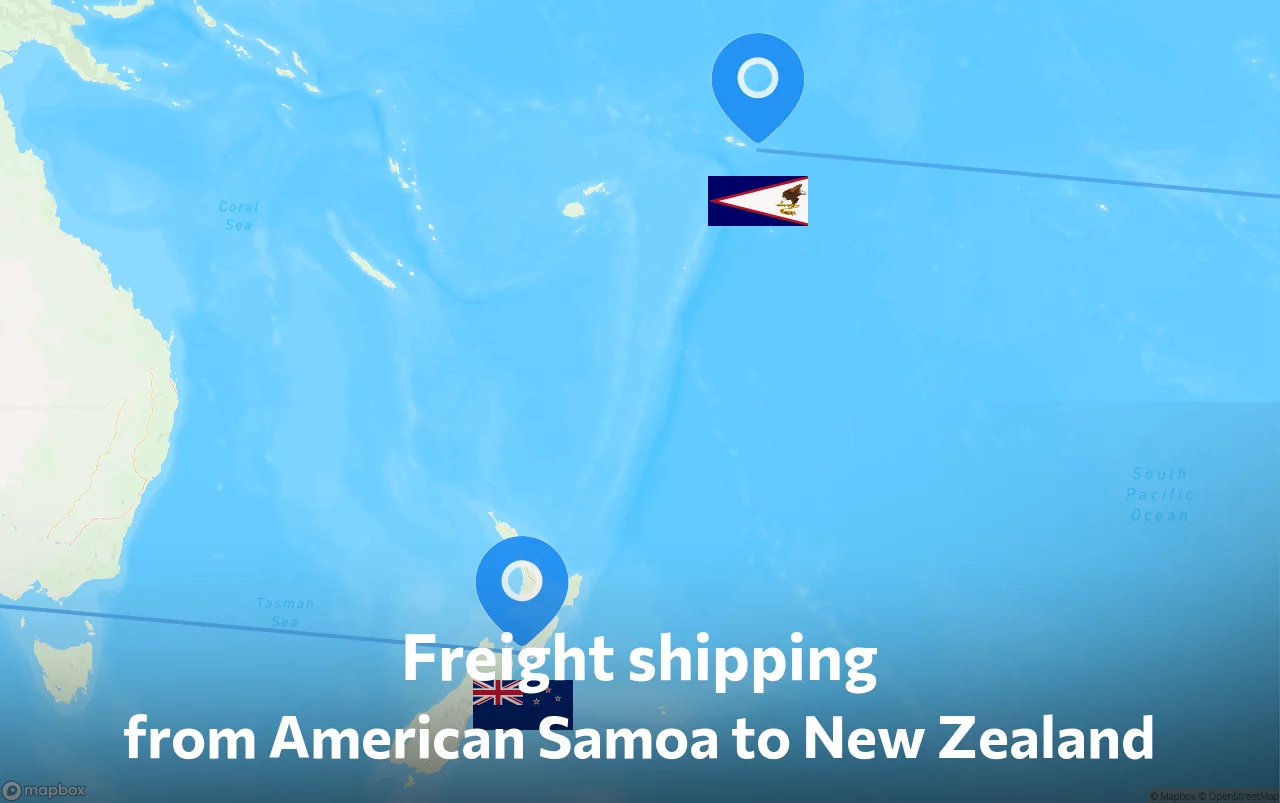 Shipping route from American Samoa to New Zealand