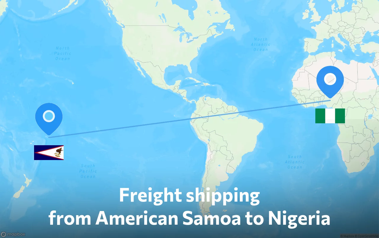 Shipping route from American Samoa to Nigeria