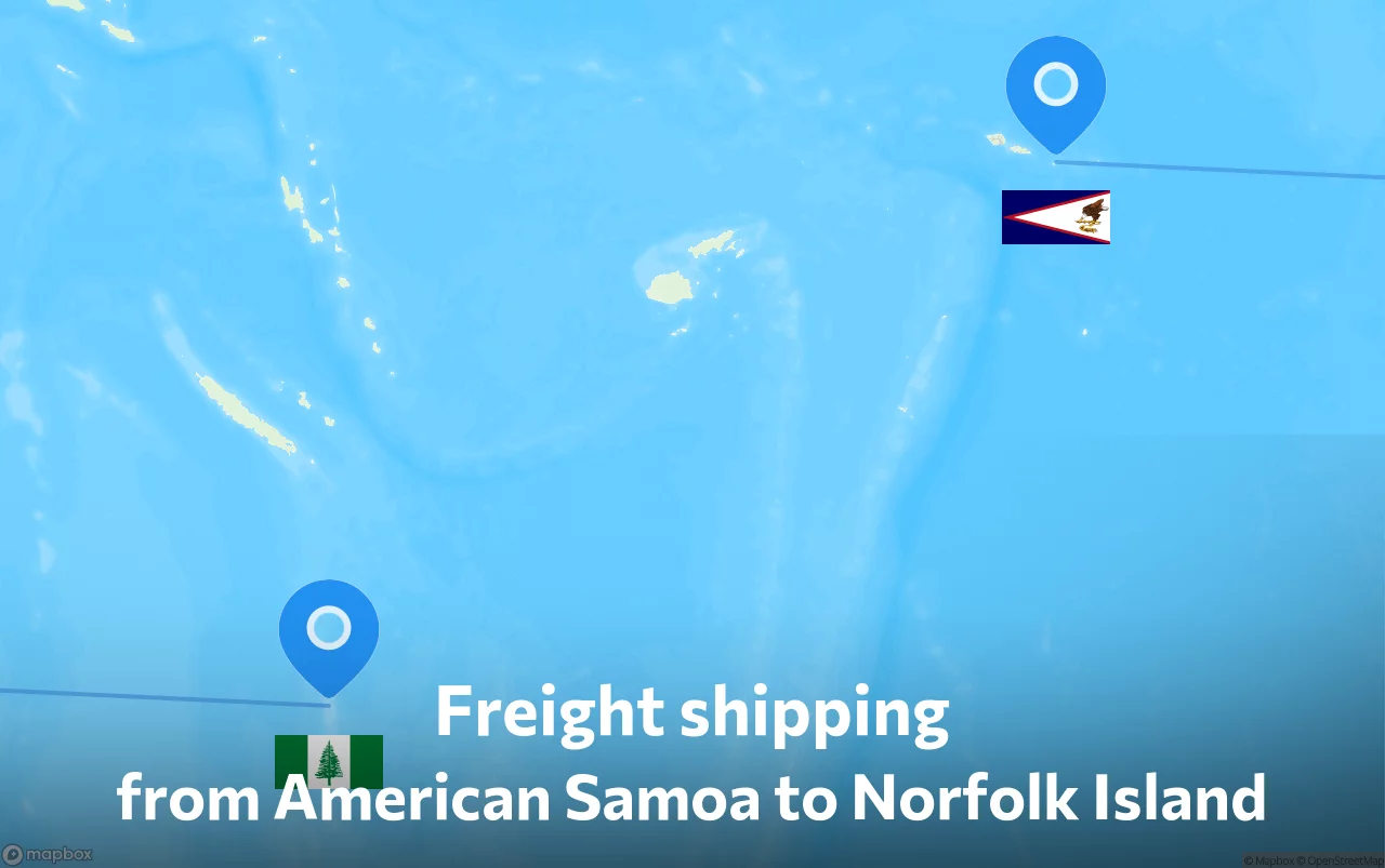 Shipping route from American Samoa to Norfolk Island