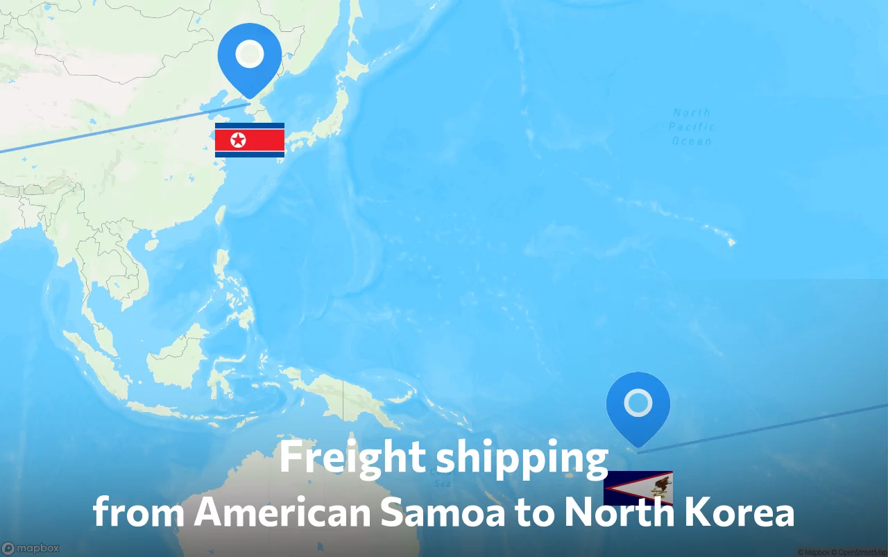 Shipping route from American Samoa to North Korea