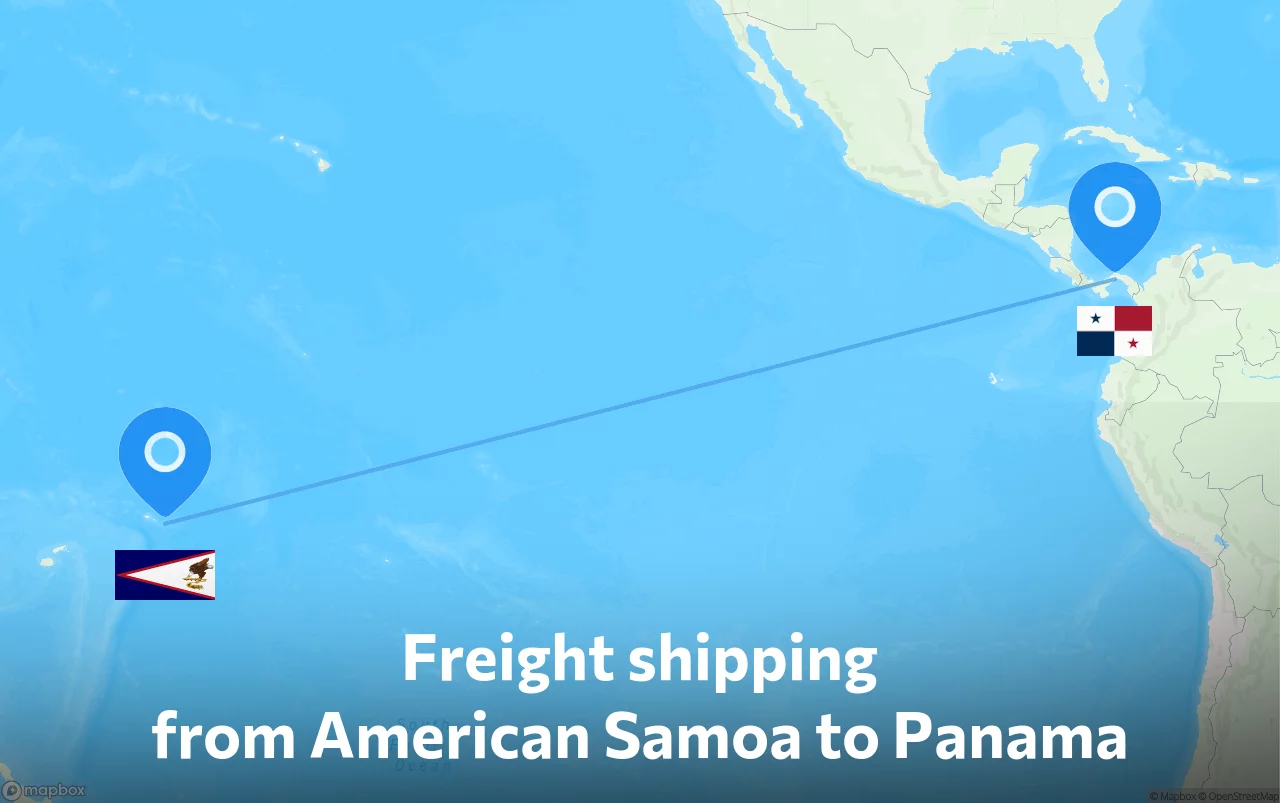 Shipping route from American Samoa to Panama