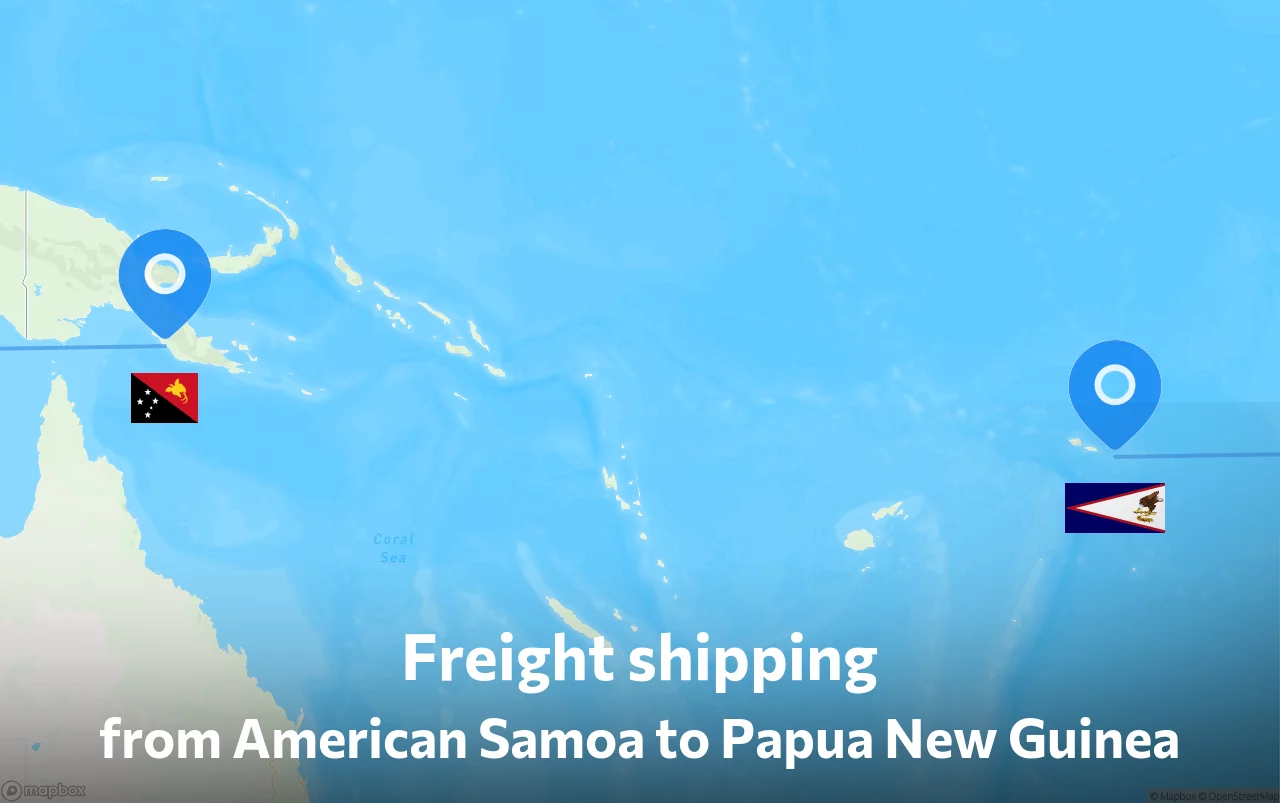 Shipping route from American Samoa to Papua New Guinea