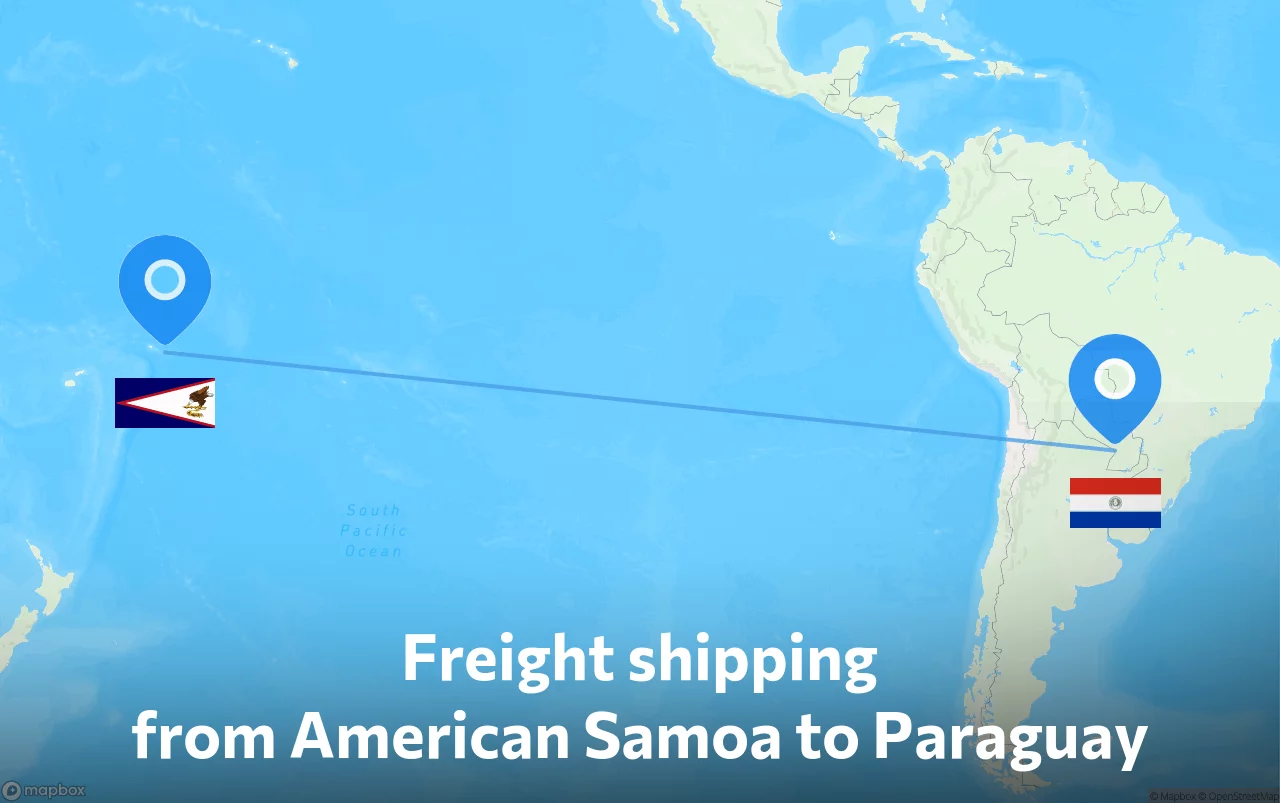 Shipping route from American Samoa to Paraguay