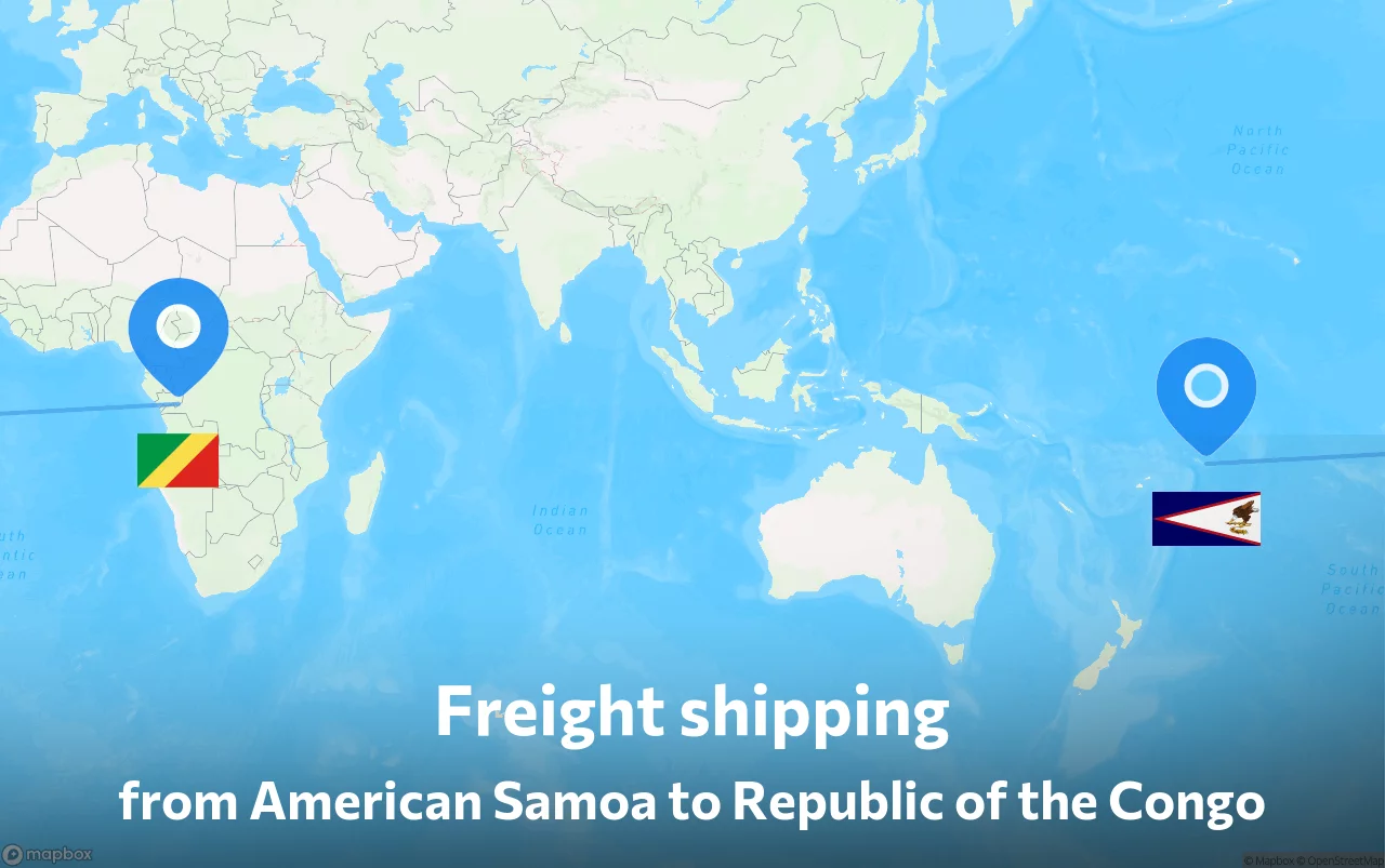Shipping route from American Samoa to Republic of the Congo