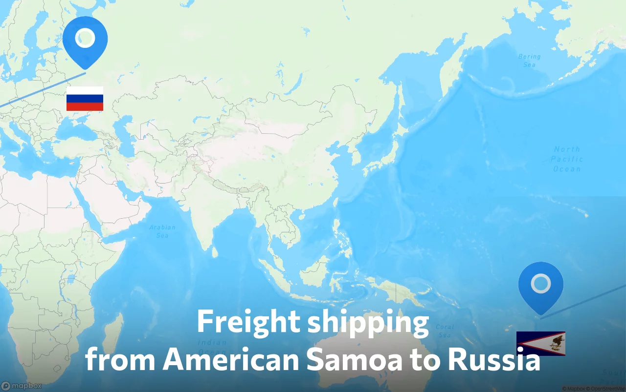 Shipping route from American Samoa to Russia